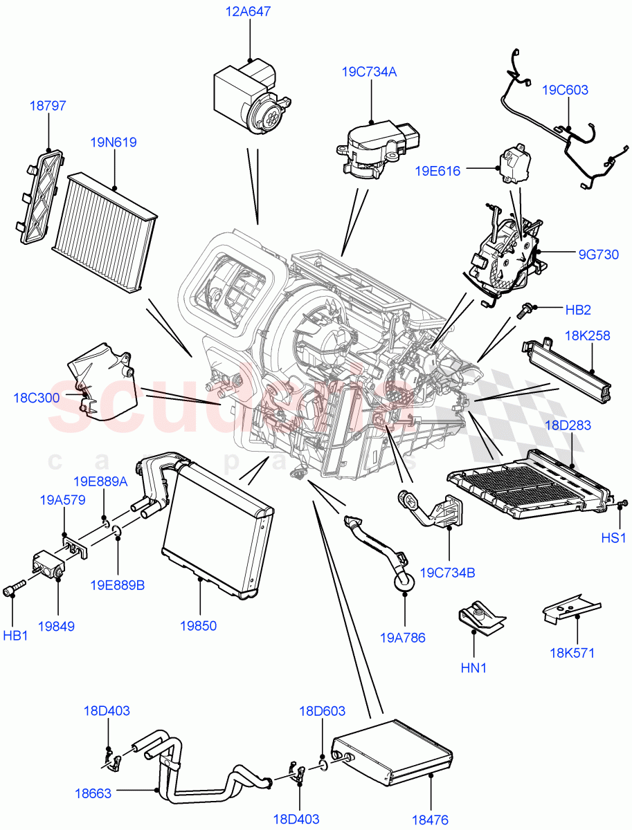 Heater/Air Cond.Internal Components (Changsu (China)) ((V) FROMEG000001) of Land Rover Land Rover Range Rover Evoque (2012-2018) [2.0 Turbo Petrol GTDI]