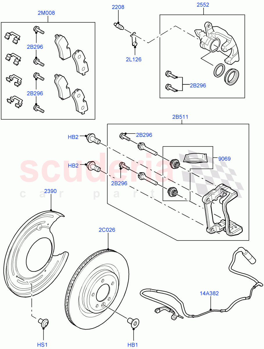 Rear Brake Discs And Calipers (Disc And Caliper Size-Frt 18/RR 18) of Land Rover Land Rover Defender (2020+) [3.0 I6 Turbo Petrol AJ20P6]