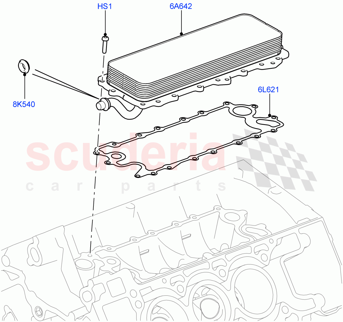 Oil Cooler And Filter(Solihull Plant Build, Oil Cooler)(3.0L DOHC GDI SC V6 PETROL)((V)FROMEA000001) of Land Rover Land Rover Discovery 4 (2010-2016) [3.0 DOHC GDI SC V6 Petrol]