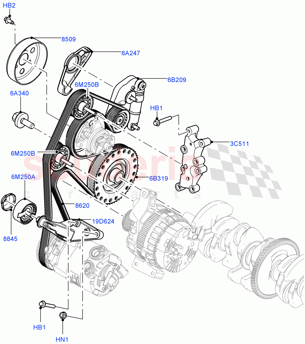 Pulleys And Drive Belts (2.0L 16V TIVCT T/C 240PS Petrol, Changsu (China)) ((V) FROMEG000001) of Land Rover Land Rover Discovery Sport (2015+) [2.0 Turbo Petrol GTDI]