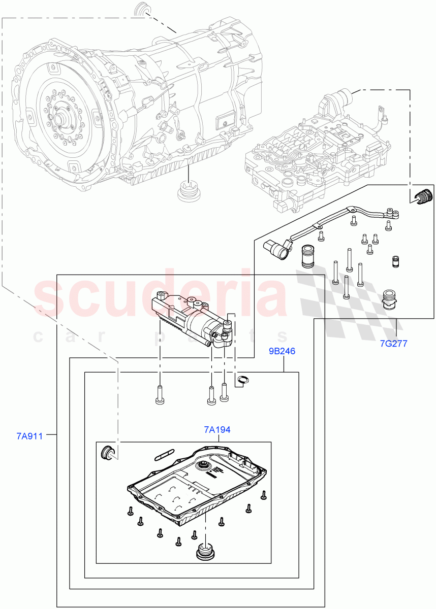 Valve Body - Main Control & Servo's(Electric Oil Pump)(3.0 V6 Diesel Electric Hybrid Eng,8 Speed Auto Trans ZF 8HP70 HEV 4WD,3.0 V6 D Gen2 Mono Turbo,3.0 V6 D Gen2 Twin Turbo)((V)FROMFA000001) of Land Rover Land Rover Range Rover Sport (2014+) [2.0 Turbo Petrol AJ200P]