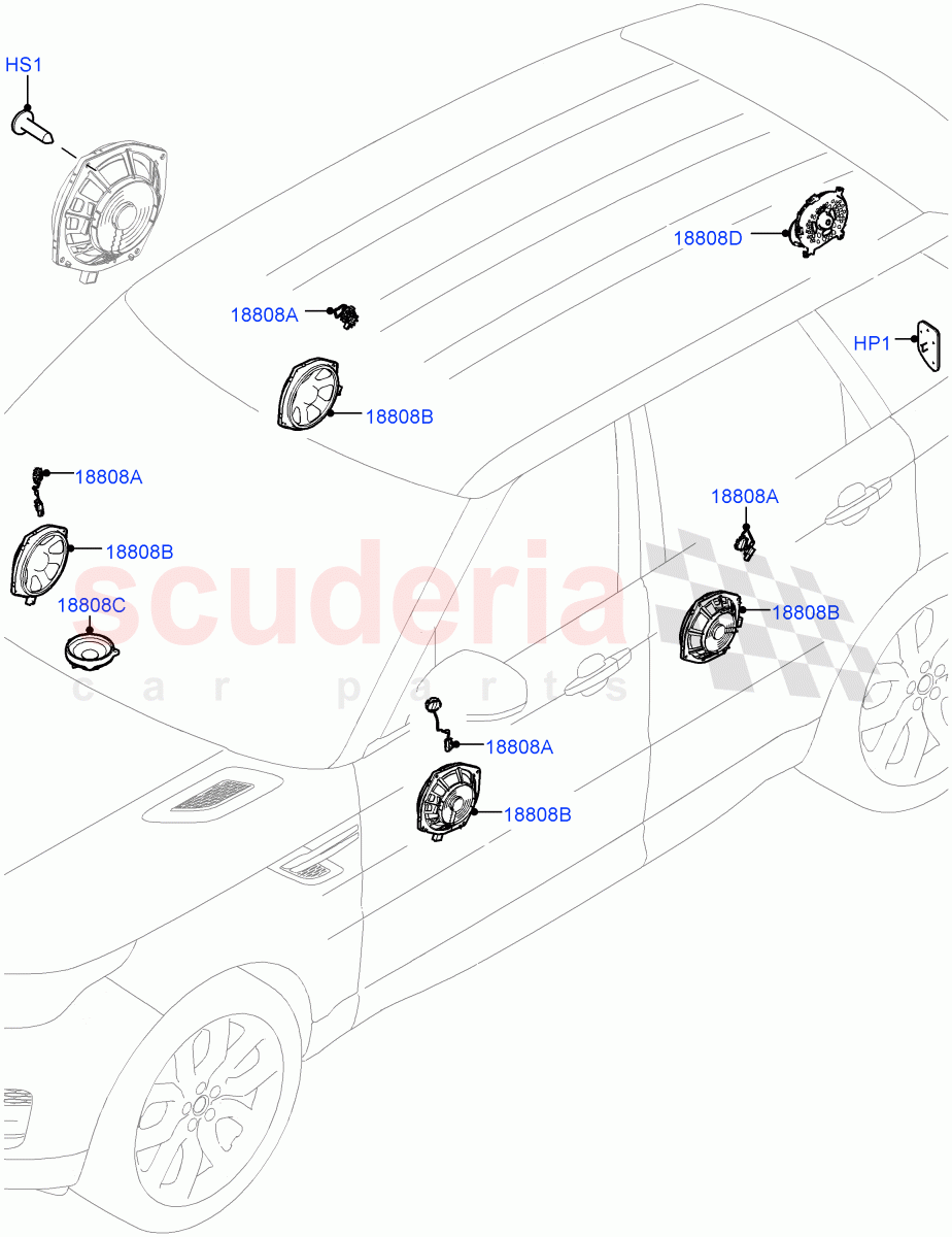 Speakers(Low Line Audio System - 400W,Midline Sound System) of Land Rover Land Rover Range Rover Sport (2014+) [3.0 DOHC GDI SC V6 Petrol]