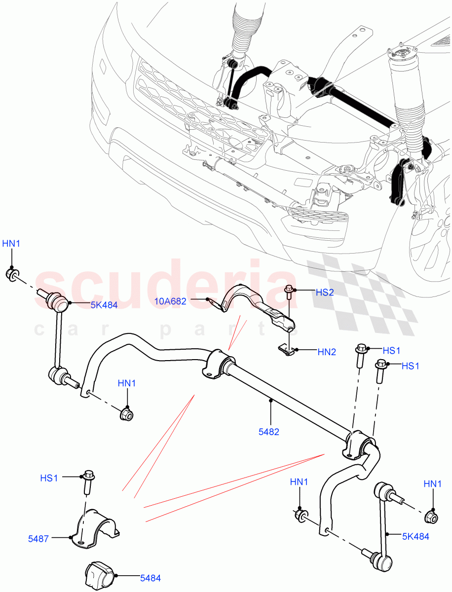 Front Cross Member & Stabilizer Bar (Conventional Stabilizer Bar) (With Four Corner Air Suspension, With Performance Suspension) ((V) FROMKA000001) of Land Rover Land Rover Range Rover Sport (2014+) [3.0 I6 Turbo Diesel AJ20D6]