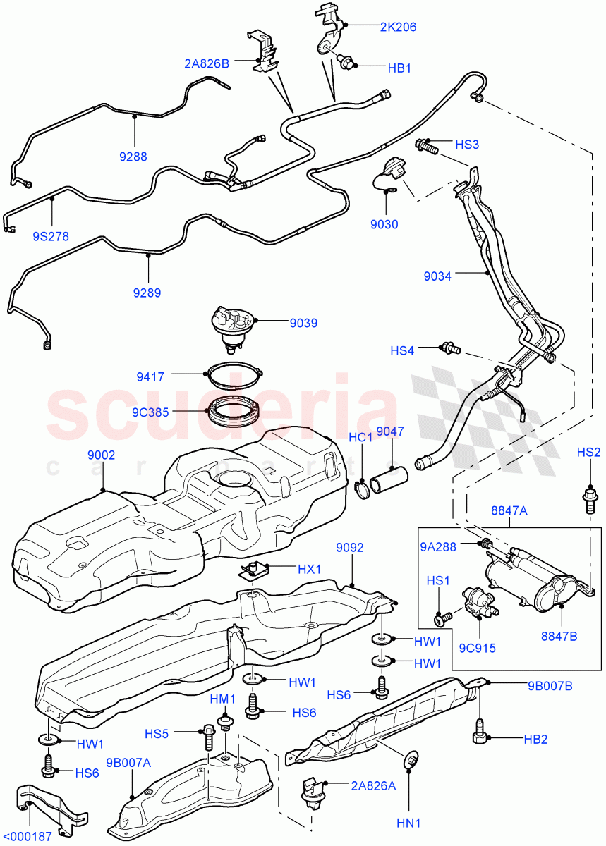 Fuel Tank & Related Parts(5.0L OHC SGDI NA V8 Petrol - AJ133)((V)FROMAA000001) of Land Rover Land Rover Discovery 4 (2010-2016) [5.0 OHC SGDI NA V8 Petrol]