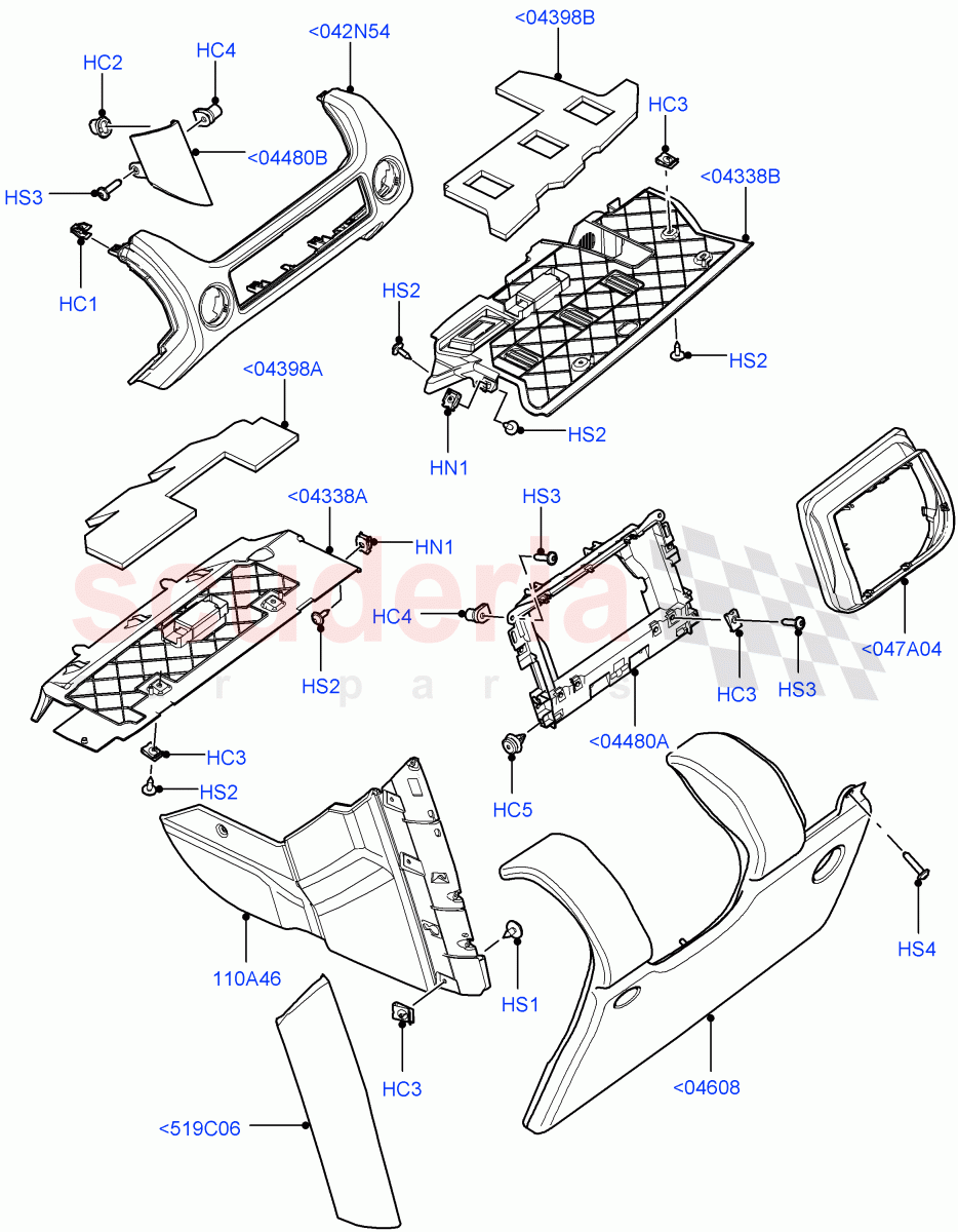 Instrument Panel (Lower) ((V) FROMAA000001) of Land Rover Land Rover Range Rover (2010-2012) [5.0 OHC SGDI NA V8 Petrol]