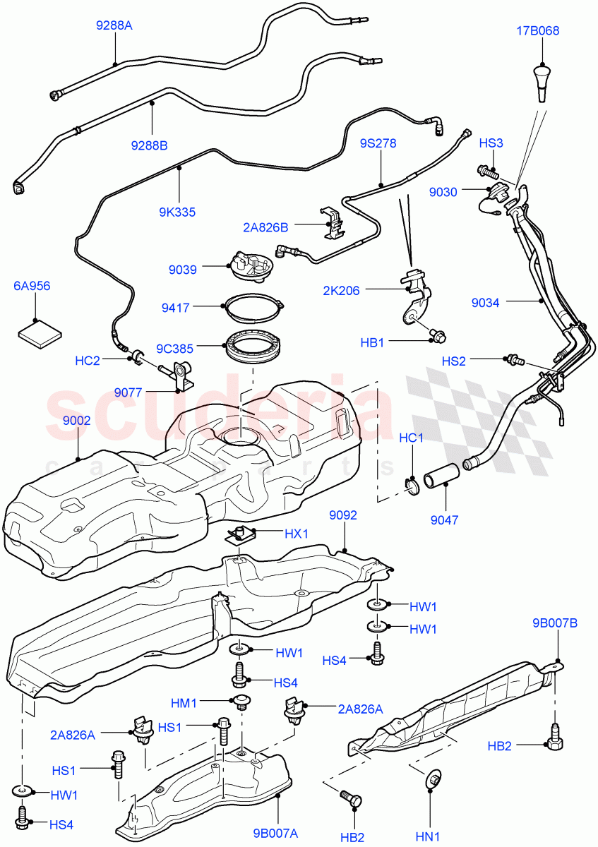 Fuel Tank & Related Parts (3.0 V6 Diesel) ((V) FROMAA000001) of Land Rover Land Rover Range Rover Sport (2010-2013) [3.0 Diesel 24V DOHC TC]