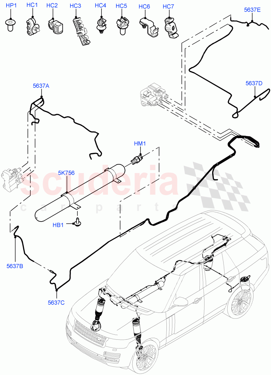 Air Suspension Compressor And Lines (Air Suspension Lines) ((V) FROMJA000001) of Land Rover Land Rover Range Rover (2012-2021) [3.0 I6 Turbo Diesel AJ20D6]