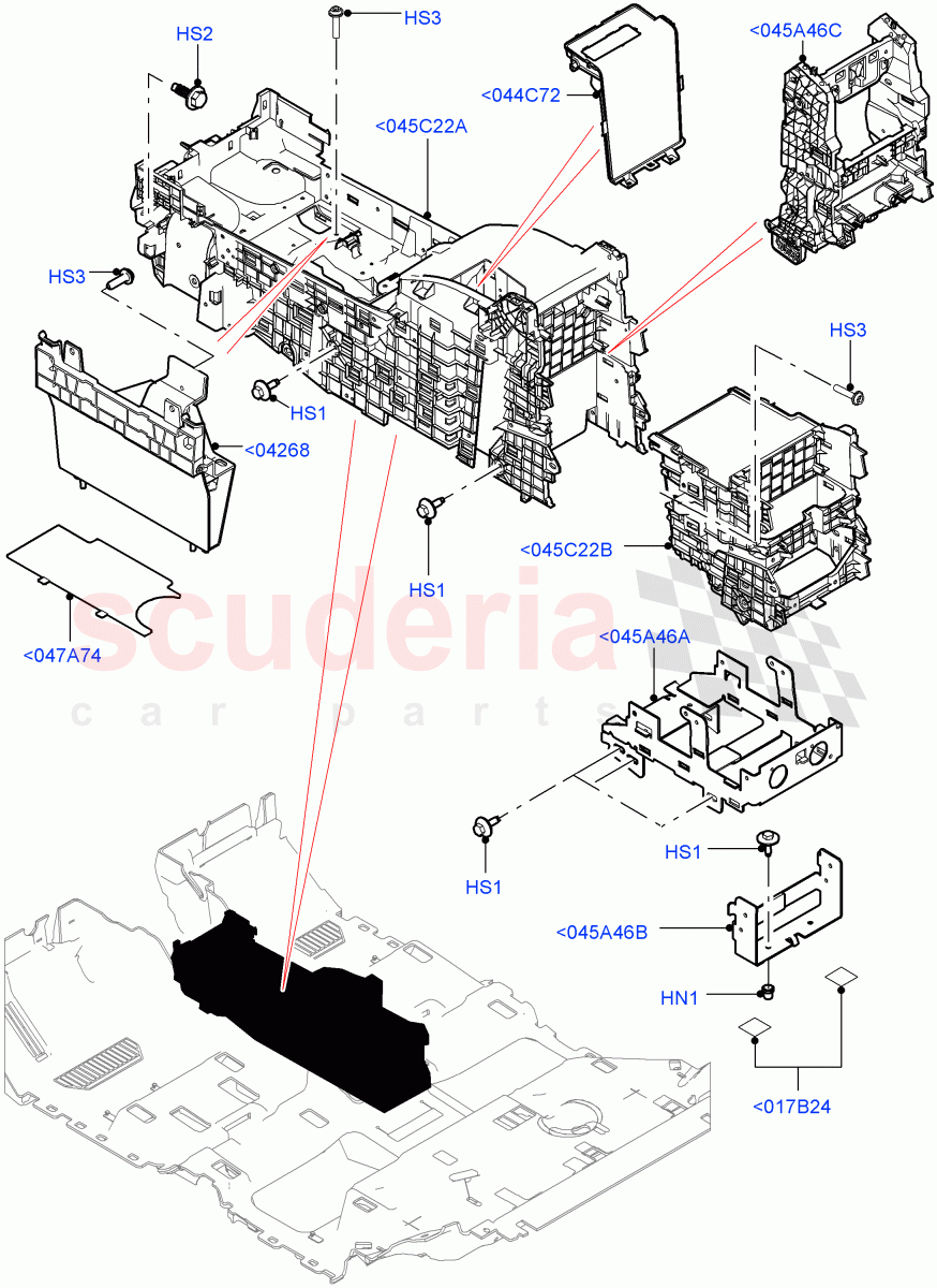 Console - Floor (For Carrier Assy, Internal Components, Front) (Long Wheelbase) ((V) FROMEA000001) of Land Rover Land Rover Range Rover (2012-2021) [3.0 Diesel 24V DOHC TC]