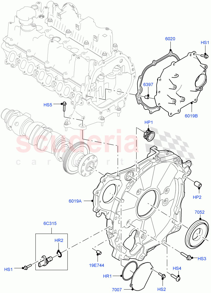 Timing Gear Covers (2.0L AJ20D4 Diesel Mid PTA, Halewood (UK), 2.0L AJ20D4 Diesel LF PTA, 2.0L AJ20D4 Diesel High PTA) of Land Rover Land Rover Range Rover Evoque (2019+) [2.0 Turbo Diesel]