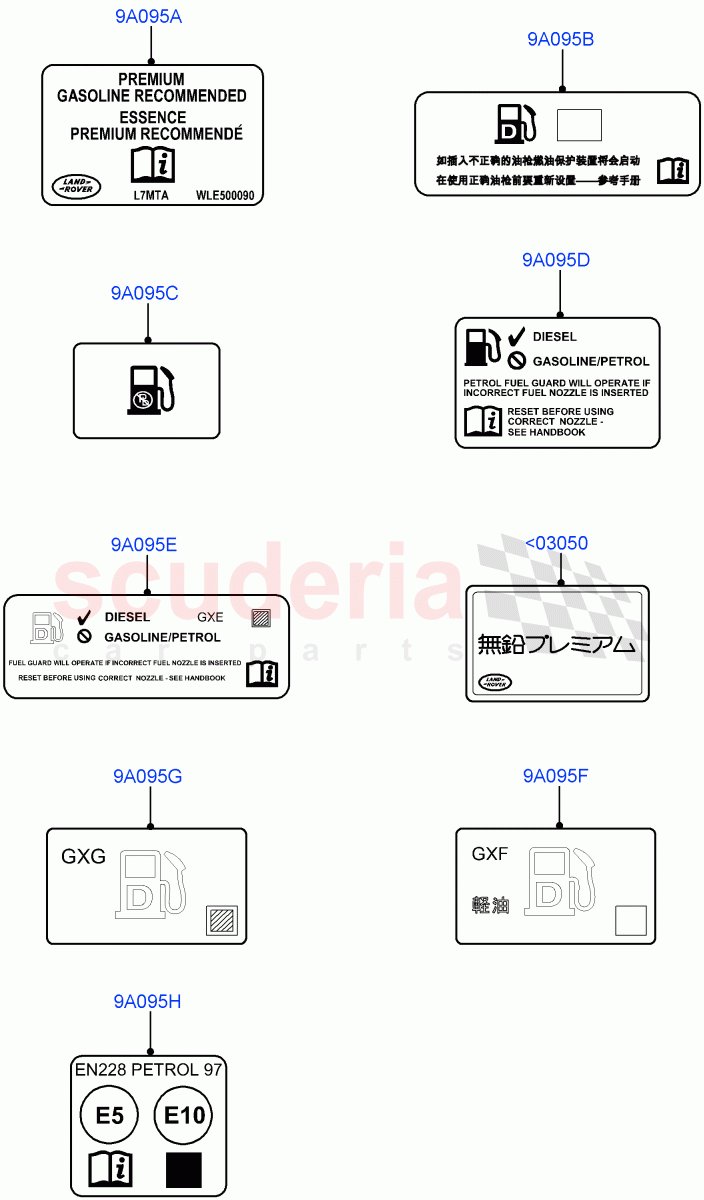 Labels (Fuel Information) of Land Rover Land Rover Range Rover (2012-2021) [3.0 I6 Turbo Petrol AJ20P6]