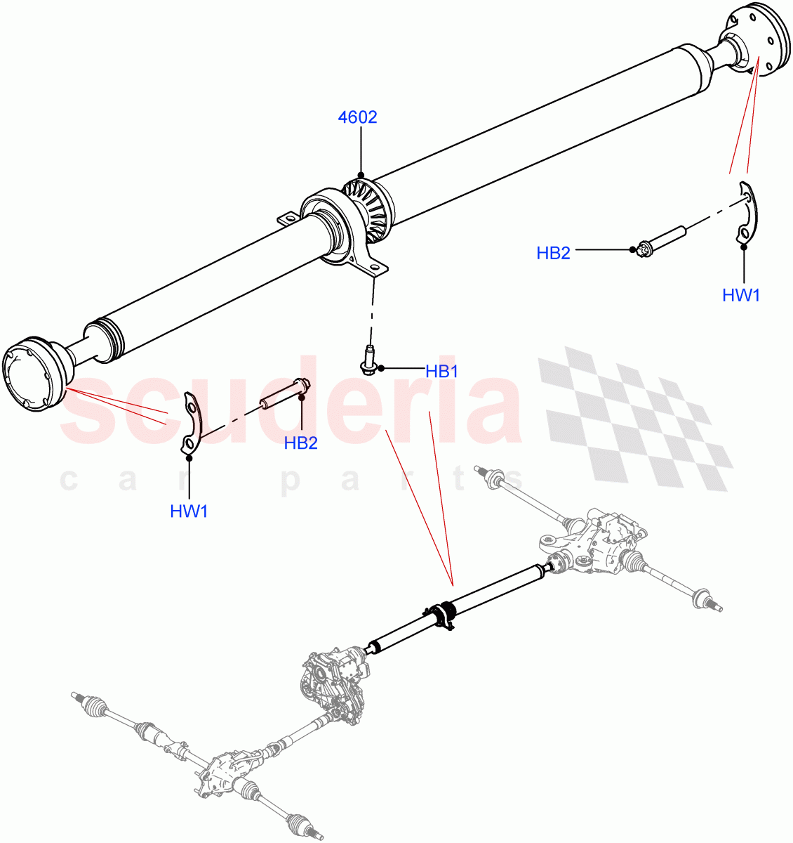 Drive Shaft - Rear Axle Drive (Propshaft) of Land Rover Land Rover Range Rover Velar (2017+) [3.0 I6 Turbo Diesel AJ20D6]