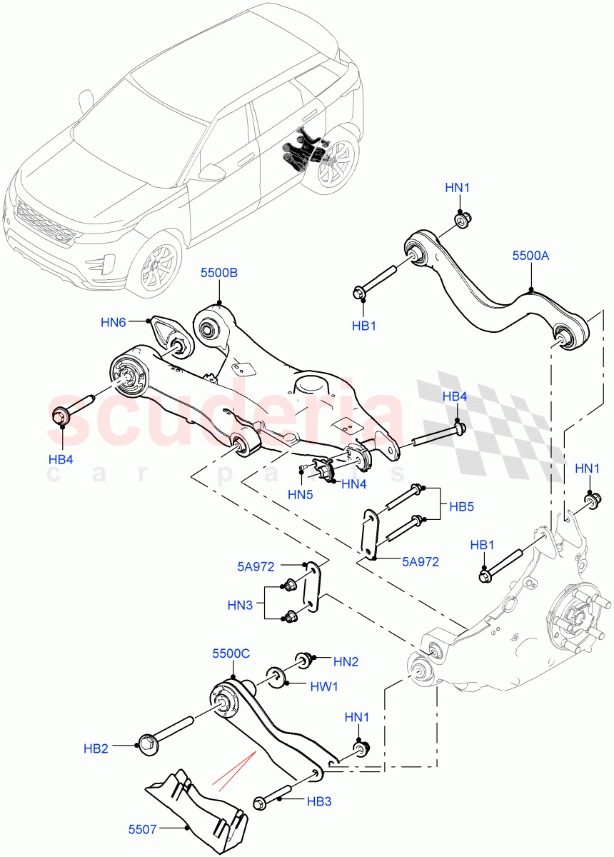 Rear Suspension Arms(Halewood (UK)) of Land Rover Land Rover Range Rover Evoque (2019+) [2.0 Turbo Diesel AJ21D4]