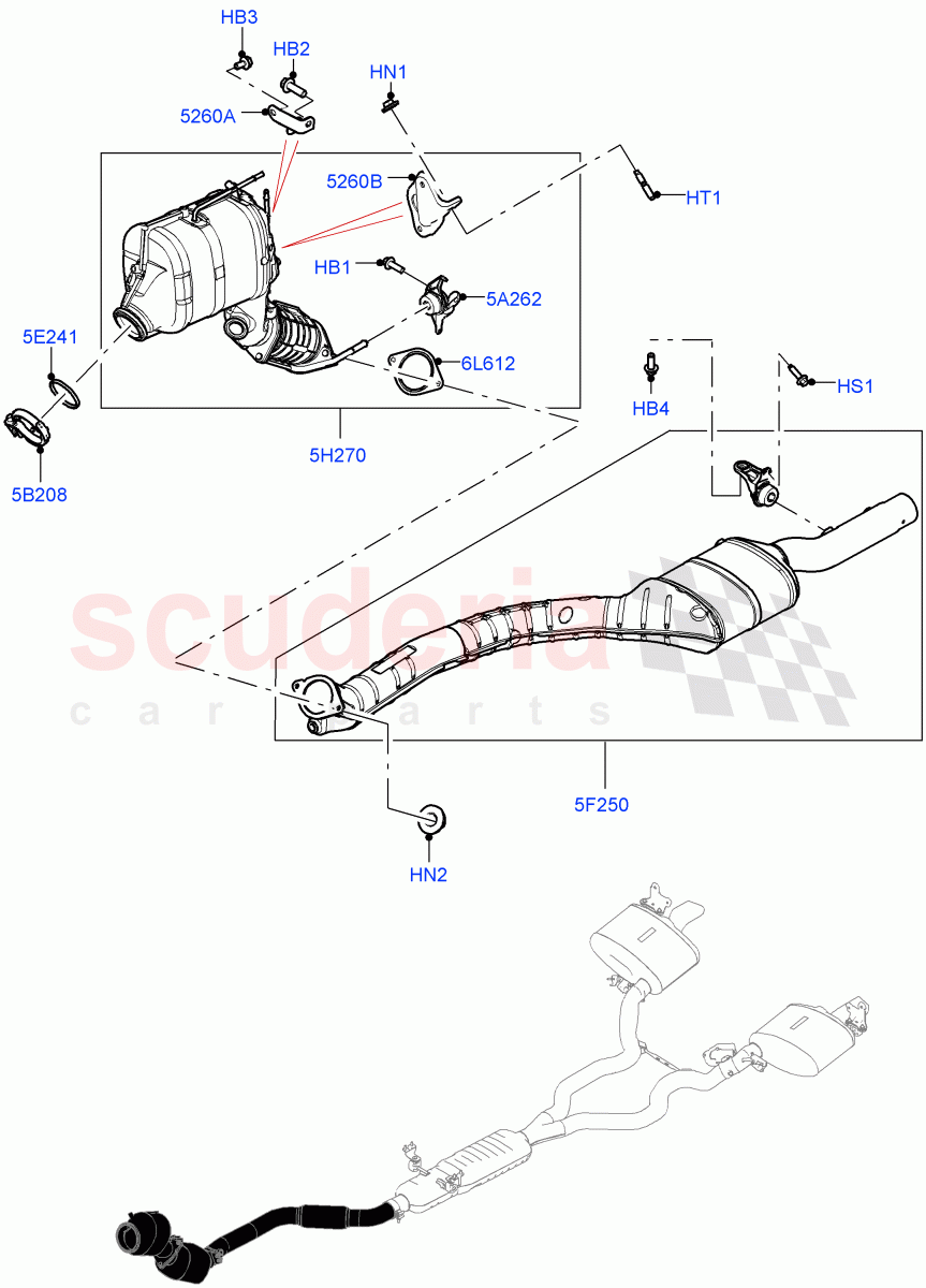 Front Exhaust System (3.0L AJ20D6 Diesel High) ((V) FROMMA000001) of Land Rover Land Rover Range Rover Velar (2017+) [3.0 I6 Turbo Diesel AJ20D6]