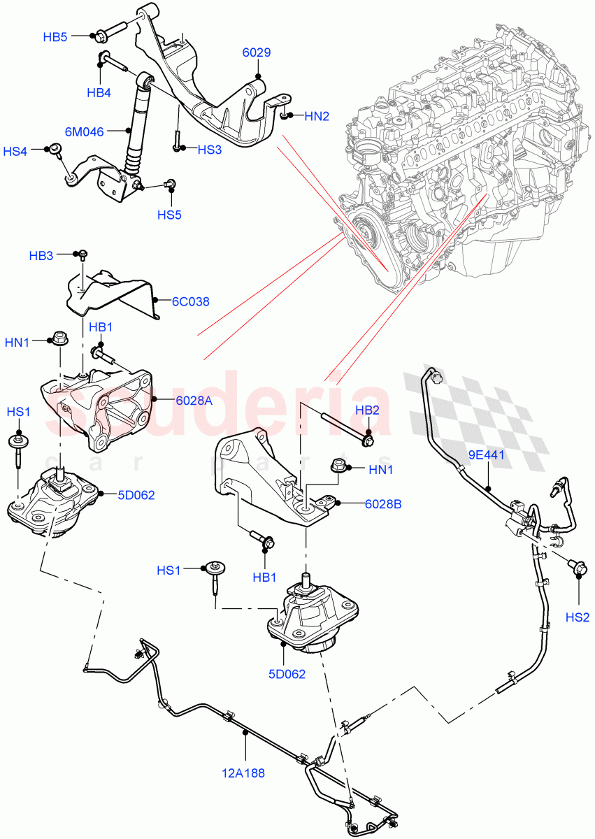 Engine Mounting(3.0L AJ20D6 Diesel High)((V)FROMLA000001) of Land Rover Land Rover Range Rover Sport (2014+) [3.0 DOHC GDI SC V6 Petrol]