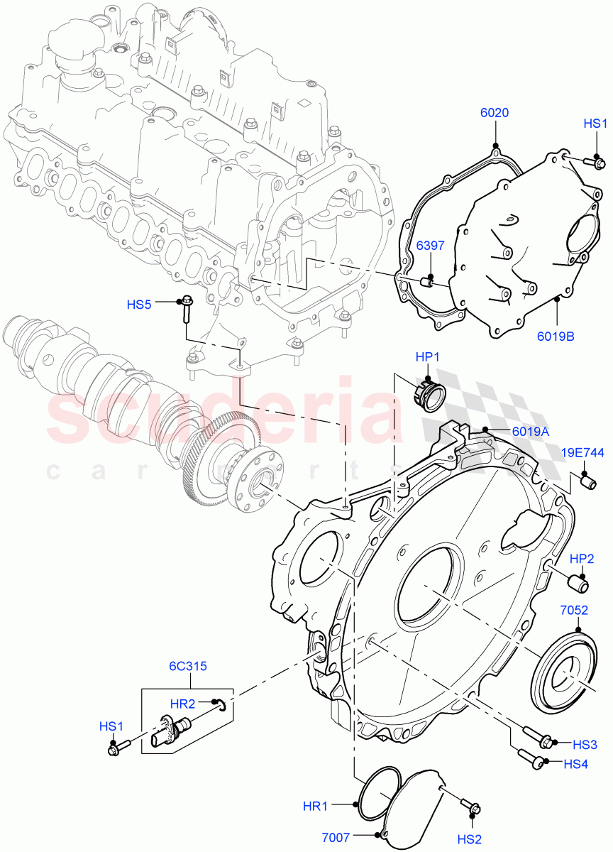 Timing Gear Covers (Nitra Plant Build) (2.0L I4 DSL HIGH DOHC AJ200, 2.0L I4 DSL MID DOHC AJ200) ((V) FROMK2000001) of Land Rover Land Rover Defender (2020+) [2.0 Turbo Diesel]