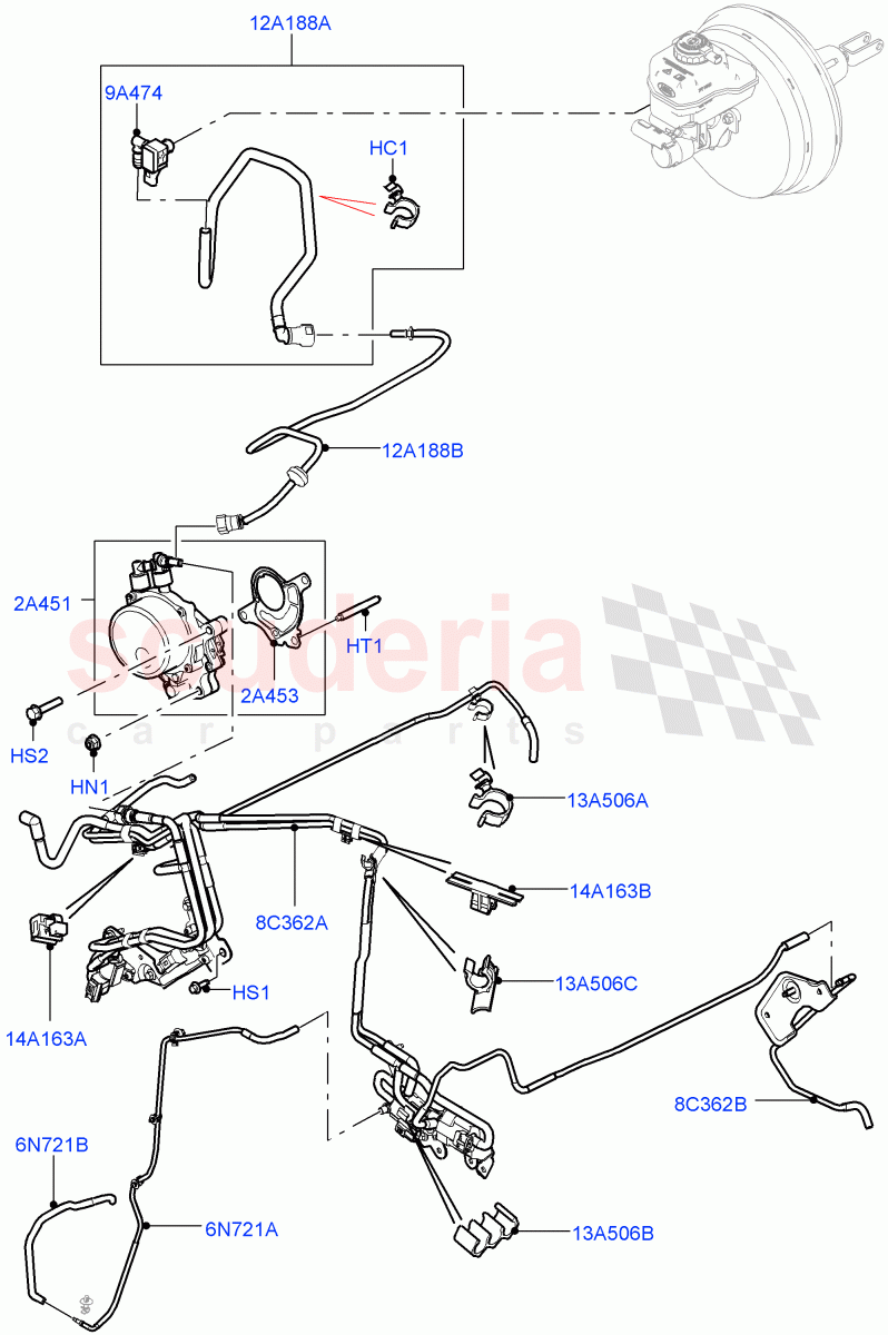 Vacuum Control And Air Injection (4.4L DOHC DITC V8 Diesel, RHD) ((V) FROMHA000001) of Land Rover Land Rover Range Rover (2012-2021) [4.4 DOHC Diesel V8 DITC]