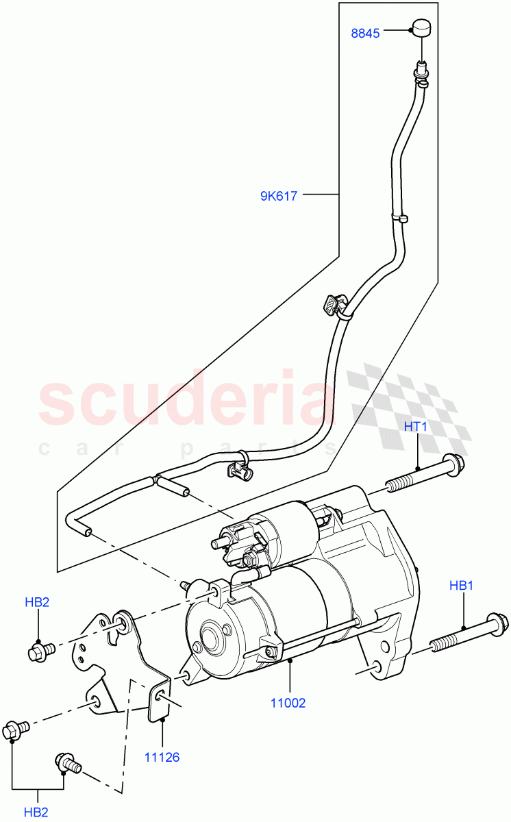 Starter Motor(Solihull Plant Build)(3.0 V6 Diesel)((V)FROMAA000001) of Land Rover Land Rover Range Rover Sport (2014+) [3.0 Diesel 24V DOHC TC]