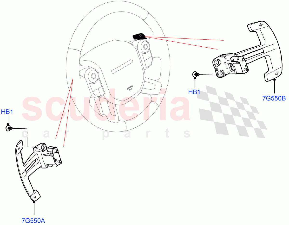 Gear Change-Automatic Transmission (Steering Wheel, Nitra Plant Build) (5.0 Petrol AJ133 DOHC CDA, 8 Speed Auto Trans ZF 8HP70 4WD) ((V) FROMM2000001) of Land Rover Land Rover Defender (2020+) [3.0 I6 Turbo Petrol AJ20P6]