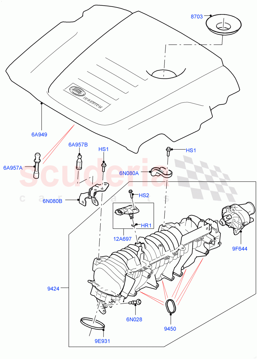 Inlet Manifold (Solihull Plant Build) (2.0L I4 DSL HIGH DOHC AJ200) ((V) FROMHA000001) of Land Rover Land Rover Discovery 5 (2017+) [2.0 Turbo Diesel]