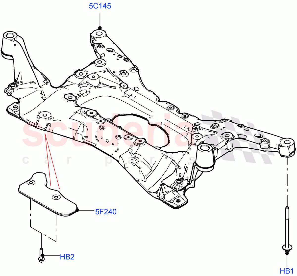 Front Cross Member & Stabilizer Bar(Crossmember)(Halewood (UK)) of Land Rover Land Rover Range Rover Evoque (2019+) [2.0 Turbo Diesel AJ21D4]