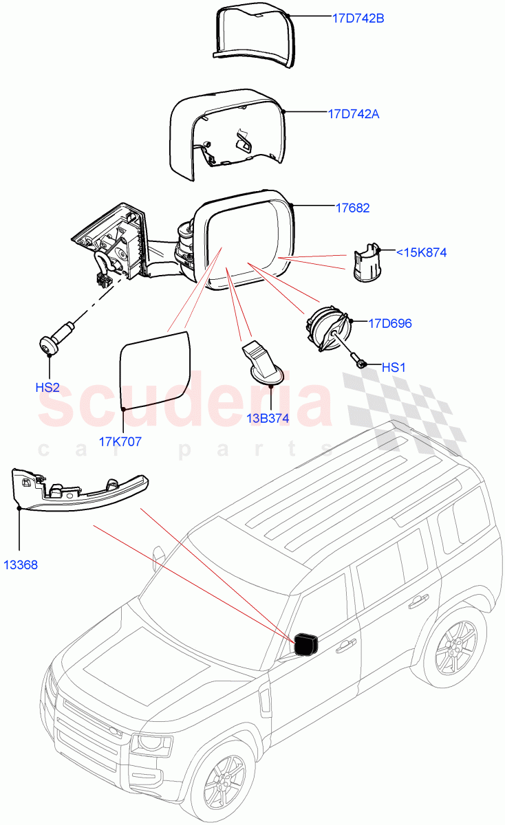 Exterior Rear View Mirror of Land Rover Land Rover Defender (2020+) [2.0 Turbo Petrol AJ200P]