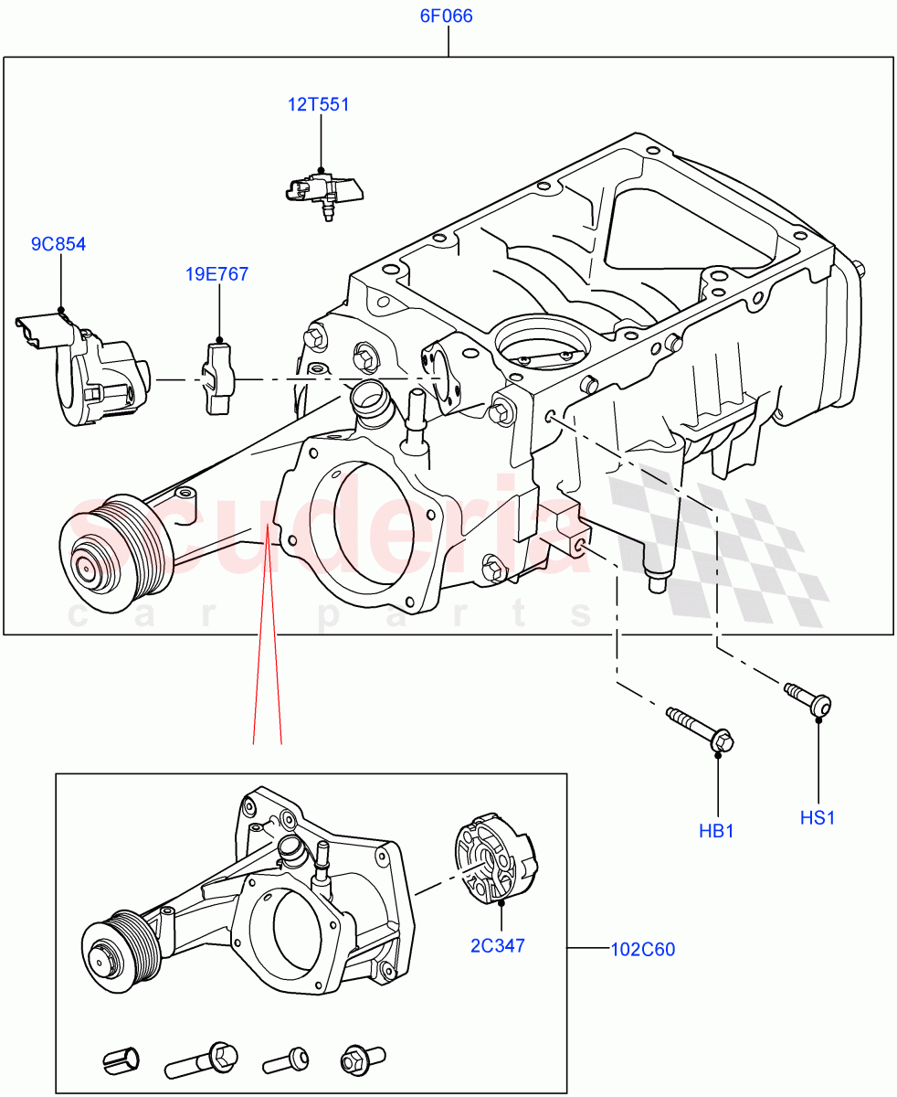 Supercharger (Nitra Plant Build) (3.0L DOHC GDI SC V6 PETROL) ((V) FROMK2000001) of Land Rover Land Rover Discovery 5 (2017+) [3.0 DOHC GDI SC V6 Petrol]