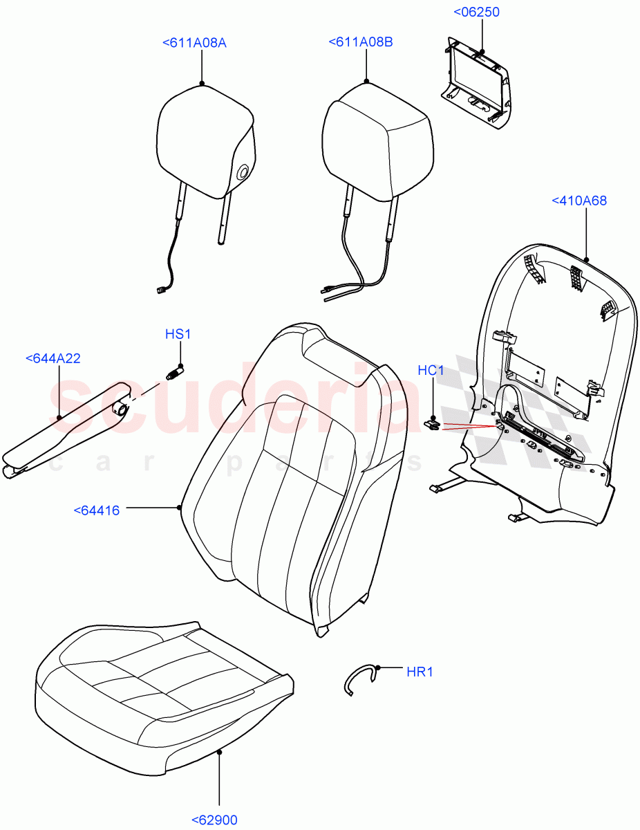 Front Seat Covers(Perf Windsor Leather/Suede,Version - Core,Non SVR)((V)FROMJA000001) of Land Rover Land Rover Range Rover Sport (2014+) [2.0 Turbo Diesel]