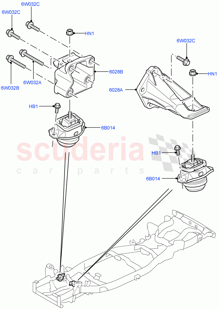 Engine Mounting (Lion Diesel 2.7 V6 (140KW)) ((V) TO9A999999) of Land Rover Land Rover Range Rover Sport (2005-2009) [4.2 Petrol V8 Supercharged]