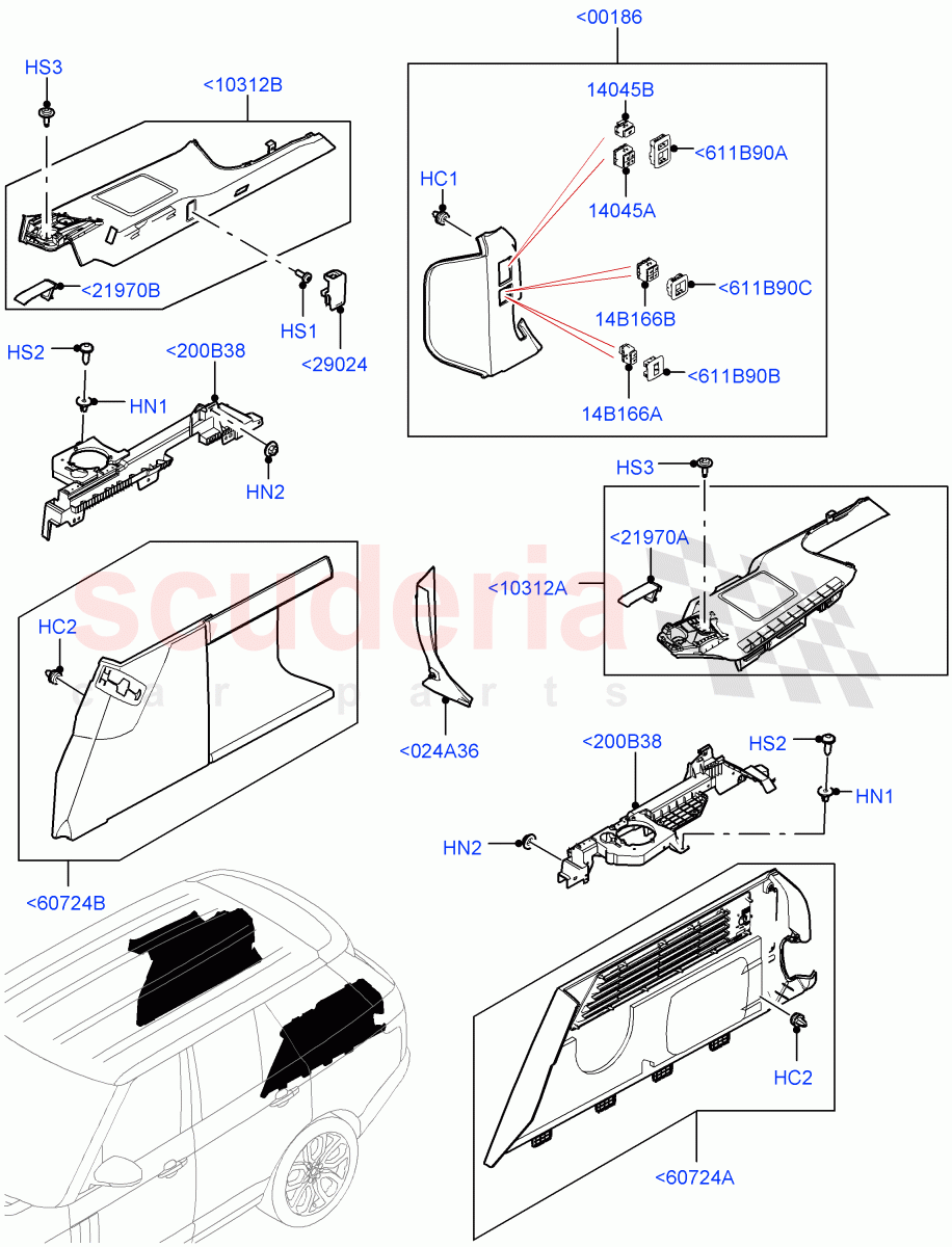 Side Trim(40/20/40 Super Slouch Rear Seat)((V)FROMJA000001) of Land Rover Land Rover Range Rover (2012-2021) [5.0 OHC SGDI NA V8 Petrol]