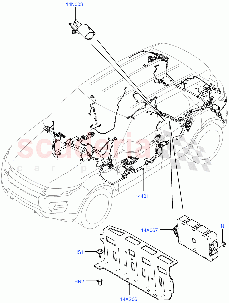 Electrical Wiring - Engine And Dash (Main Harness) (5 Door, Halewood (UK)) ((V) TOFH999999) of Land Rover Land Rover Range Rover Evoque (2012-2018) [2.2 Single Turbo Diesel]