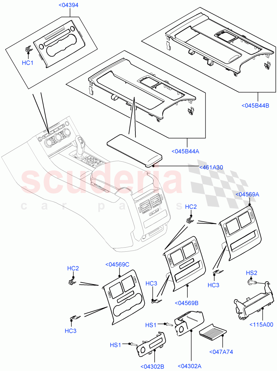 Console - Floor(Version - Core,Non SVR) of Land Rover Land Rover Range Rover Sport (2014+) [3.0 I6 Turbo Diesel AJ20D6]