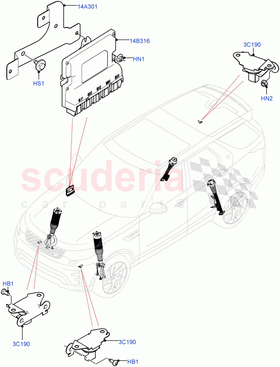 Electronic Damper Control (Nitra Plant Build) (With Four Corner Air Suspension) ((V) FROMK2000001) of Land Rover Land Rover Discovery 5 (2017+) [3.0 I6 Turbo Diesel AJ20D6]