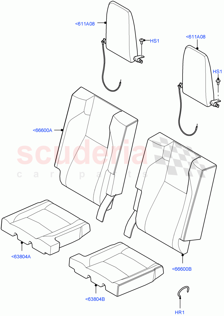 Rear Seat Covers(Grained Cloth,Halewood (UK),With 3rd Row Double Seat)((V)FROMLH000001) of Land Rover Land Rover Discovery Sport (2015+) [2.0 Turbo Petrol AJ200P]