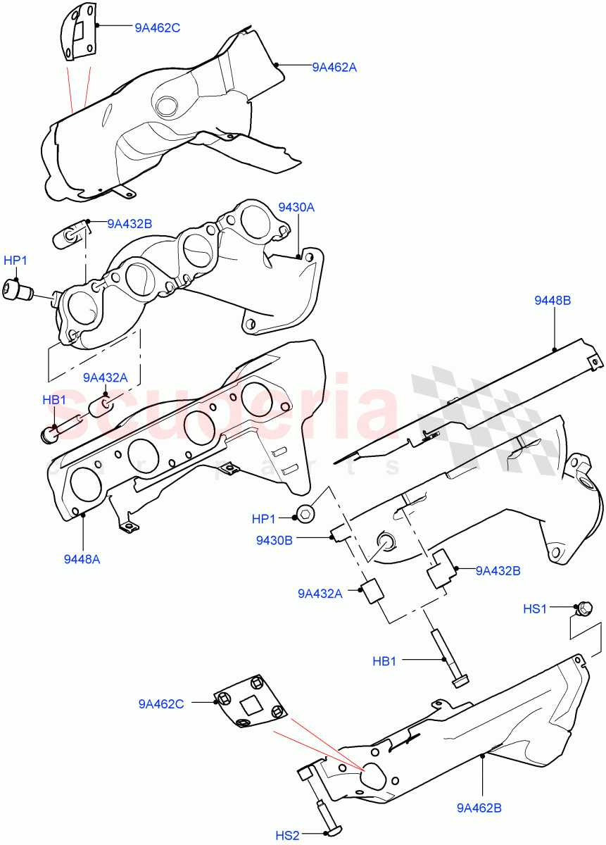 Exhaust Manifold (Nitra Plant Build) (5.0 Petrol AJ133 DOHC CDA) ((V) FROMM2000001) of Land Rover Land Rover Defender (2020+) [5.0 OHC SGDI SC V8 Petrol]