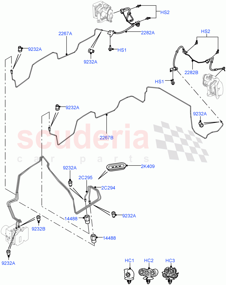 Rear Brake Pipes (RHD) of Land Rover Land Rover Range Rover (2012-2021) [3.0 I6 Turbo Diesel AJ20D6]