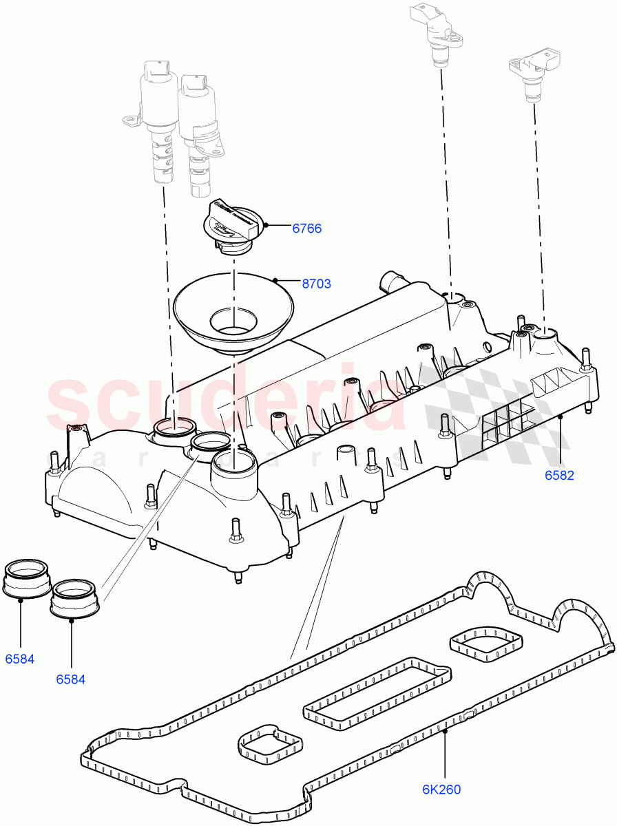 Cylinder Head Cover (2.0L 16V TIVCT T/C 240PS Petrol) of Land Rover Land Rover Range Rover (2012-2021) [2.0 Turbo Petrol GTDI]