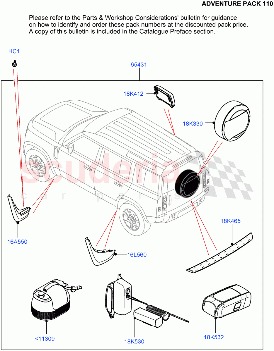 Accessory Pack(Adventure Pack) of Land Rover Land Rover Defender (2020+) [3.0 I6 Turbo Petrol AJ20P6]