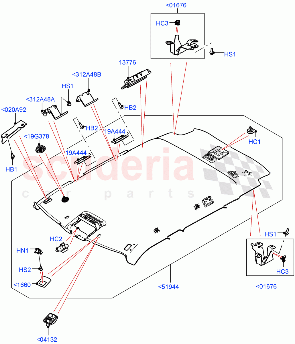 Headlining And Sun Visors (Less Panorama Roof, Halewood (UK)) of Land Rover Land Rover Range Rover Evoque (2019+) [2.0 Turbo Diesel]