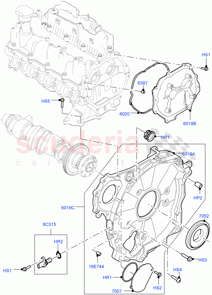 Timing Gear Covers (2.0L AJ21D4 Diesel Mid, Halewood (UK)) ((V) FROMMH000001) of Land Rover Land Rover Range Rover Evoque (2019+) [2.0 Turbo Diesel AJ21D4]