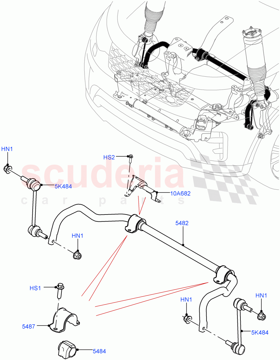 Front Cross Member & Stabilizer Bar (Nitra Plant Build, Conventional Stabilizer Bar) ((V) FROMK2000001) of Land Rover Land Rover Discovery 5 (2017+) [3.0 Diesel 24V DOHC TC]