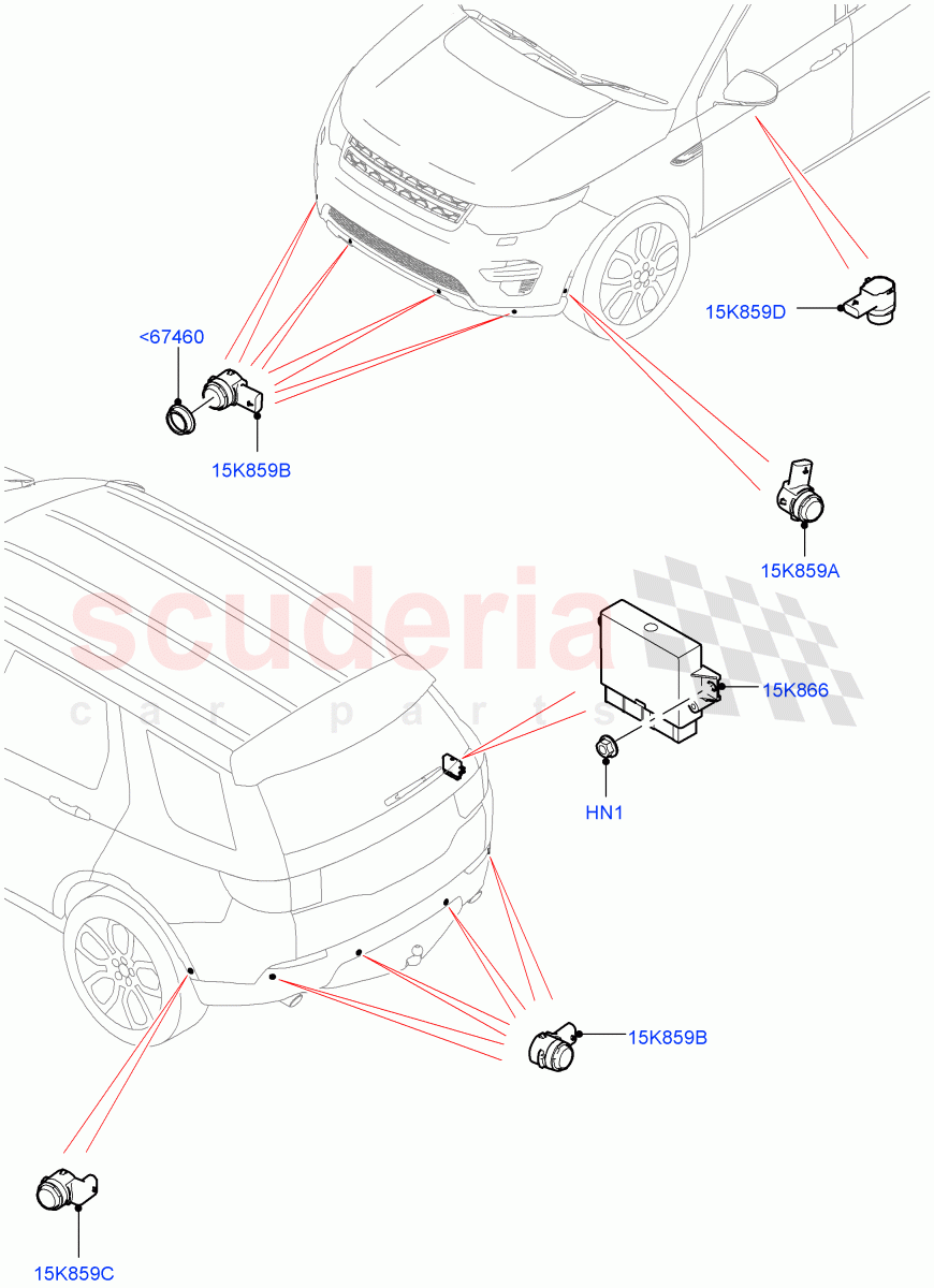 Parking Distance Control (Changsu (China)) ((V) FROMFG000001, (V) TOKG446856) of Land Rover Land Rover Discovery Sport (2015+) [1.5 I3 Turbo Petrol AJ20P3]