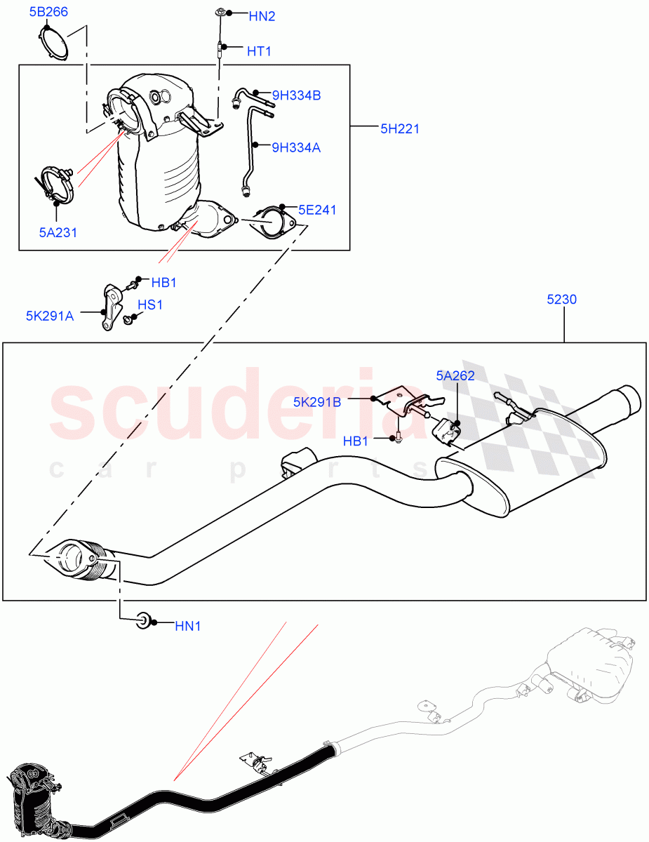 Front Exhaust System(Solihull Plant Build)(2.0L I4 DSL HIGH DOHC AJ200,Stage V Plus DPF,Proconve L6 Emissions)((V)FROMJA000001) of Land Rover Land Rover Range Rover Sport (2014+) [2.0 Turbo Diesel]