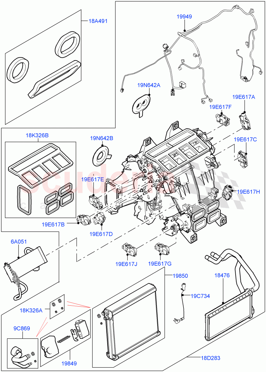 Heater/Air Cond.Internal Components (Heater Main Unit) of Land Rover Land Rover Range Rover (2012-2021) [3.0 I6 Turbo Petrol AJ20P6]