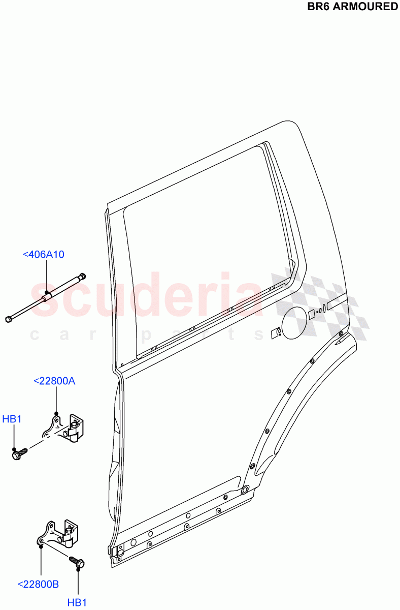 Rear Doors, Hinges & Weatherstrips (With B6 Level Armouring) ((V) FROMAA000001) of Land Rover Land Rover Discovery 4 (2010-2016) [4.0 Petrol V6]