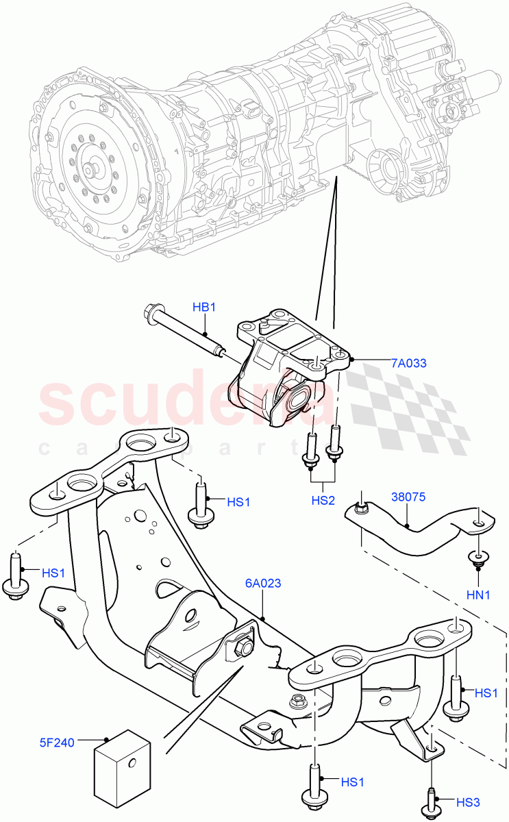 Transmission Mounting(5.0L OHC SGDI SC V8 Petrol - AJ133,4.4L DOHC DITC V8 Diesel)((V)TOHA999999) of Land Rover Land Rover Range Rover Sport (2014+) [4.4 DOHC Diesel V8 DITC]