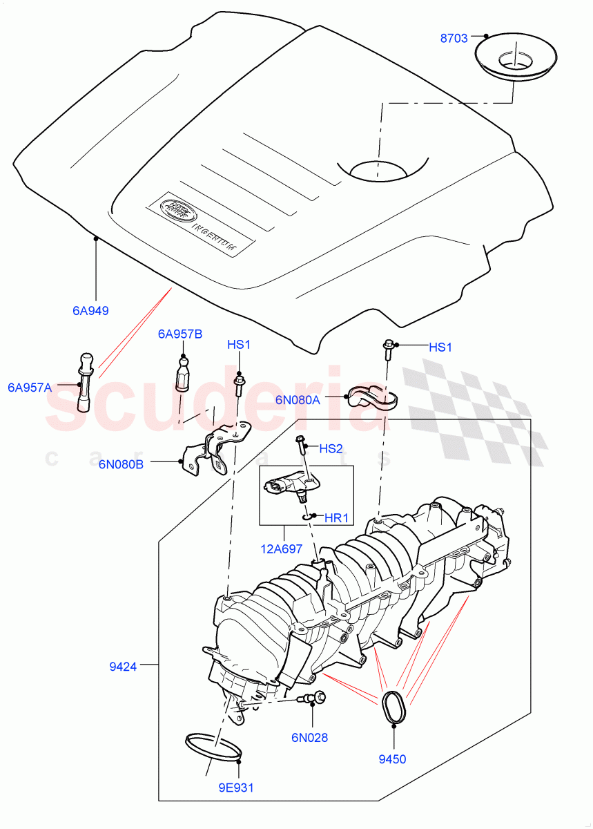 Inlet Manifold (Solihull Plant Build) (2.0L I4 DSL MID DOHC AJ200) ((V) FROMHA000001) of Land Rover Land Rover Discovery 5 (2017+) [2.0 Turbo Diesel]