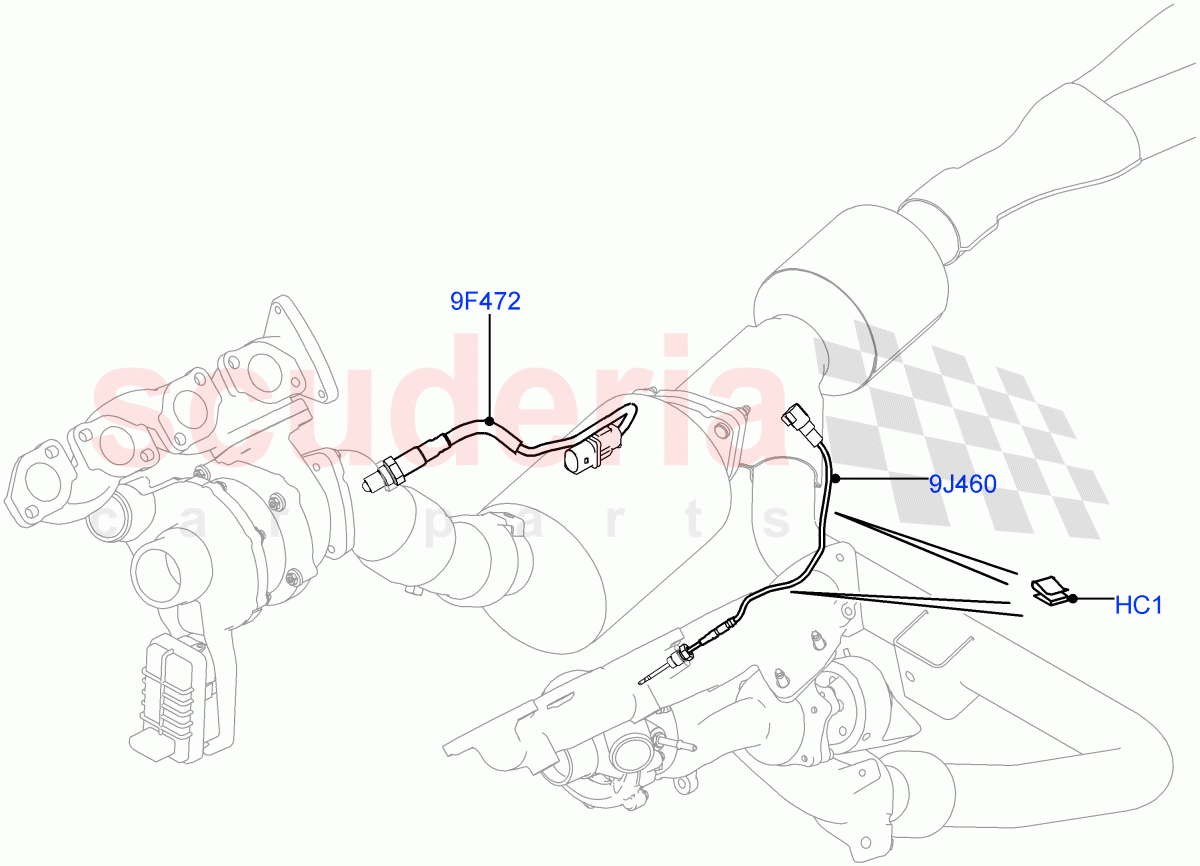 Exhaust System (Exhaust System Sensors) (4.4L DOHC DITC V8 Diesel, Euro Stage 4 Emissions, Proconve L6 Emissions) of Land Rover Land Rover Range Rover (2012-2021) [4.4 DOHC Diesel V8 DITC]