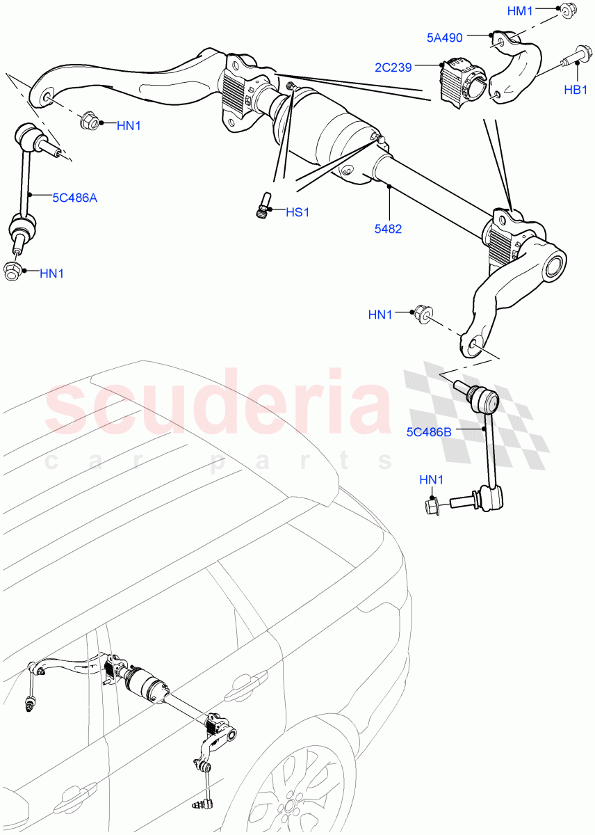 Active Anti-Roll Bar System (Active Stabilizer Bar, Rear) (Electronic Air Suspension With ACE, Sport Suspension w/ARC) ((V) FROMKA000001) of Land Rover Land Rover Range Rover Sport (2014+) [3.0 Diesel 24V DOHC TC]