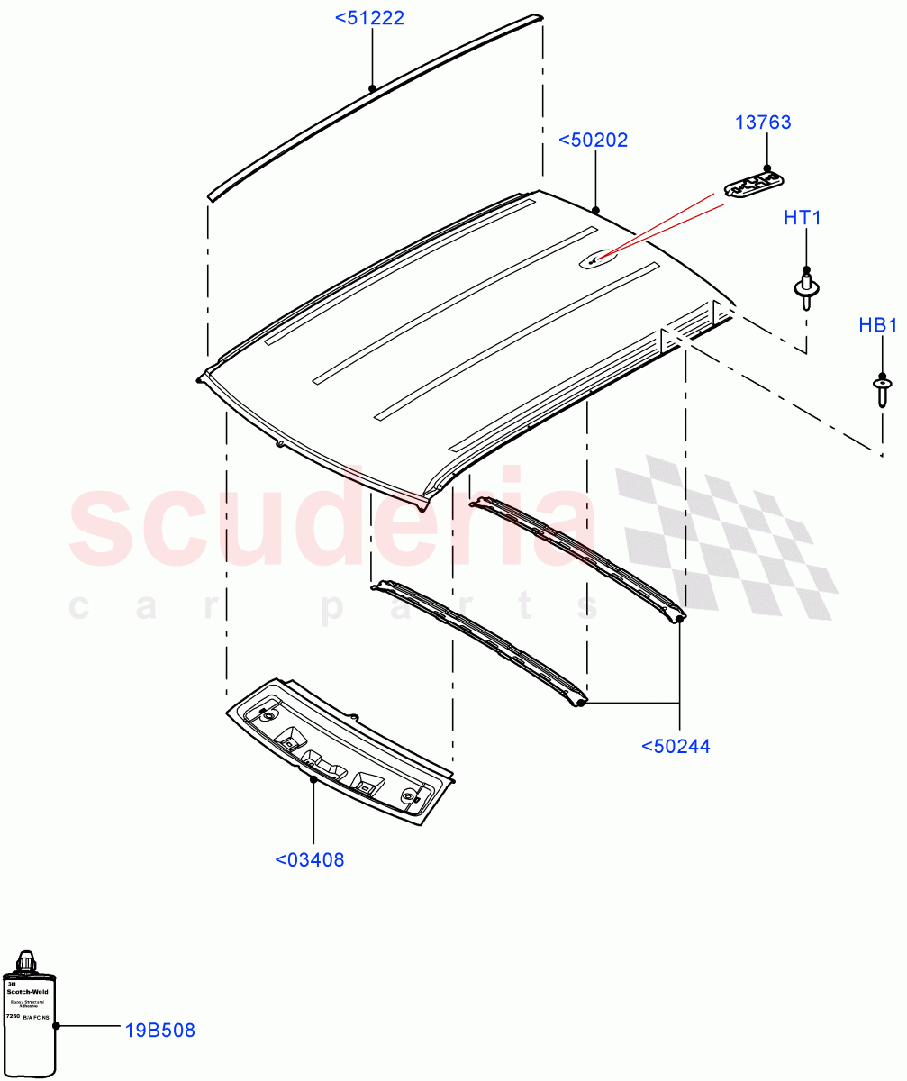 Roof - Sheet Metal (5 Door, Less Panorama Roof, Halewood (UK), 3 Door) of Land Rover Land Rover Range Rover Evoque (2012-2018) [2.0 Turbo Petrol AJ200P]