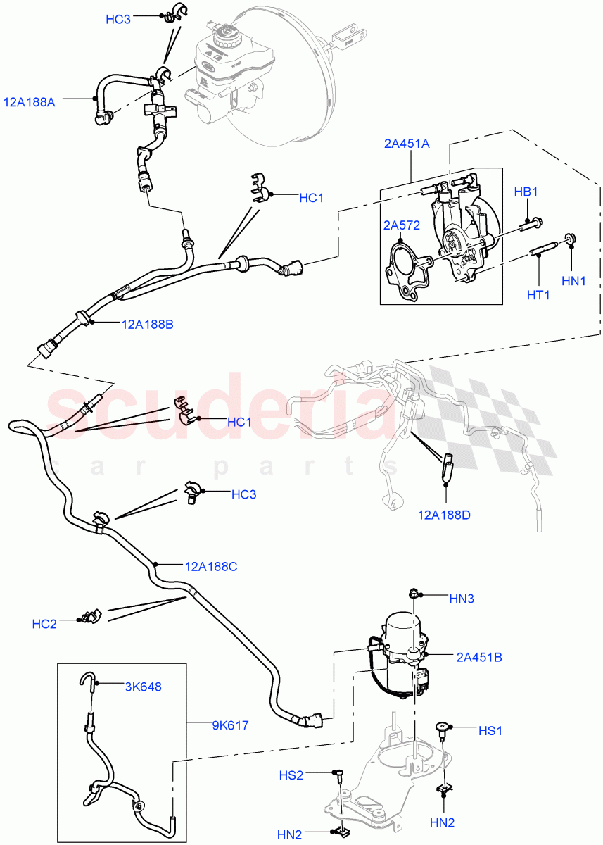 Vacuum Control And Air Injection (Vacuum Pump And Hoses) (3.0 V6 D Gen2 Mono Turbo, 8 Speed Auto Trans ZF 8HP70 HEV 4WD, RHD, 3.0 V6 Diesel Electric Hybrid Eng, 3.0 V6 D Gen2 Twin Turbo) ((V) FROMFA000001, (V) TOGA999999) of Land Rover Land Rover Range Rover Sport (2014+) [3.0 Diesel 24V DOHC TC]